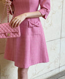 Pond Notch Shirring Ribbon Tweed Mini One Piece