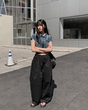 Horse Banding Strap Wide Pin Tuck Pants