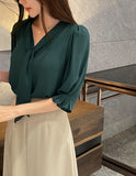 Carriet Chiffon Tie Three Quarter Blouse