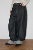 (NON-FADE) LABEL POINT ROLL-UP DENIM