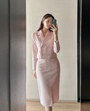 Elisa tweed slit skirt