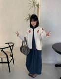 Gella flower embroidery knit cardigan