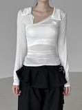 Allv See-Through Unbalanced Collar Tee