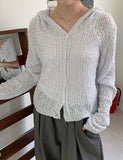 Elle Summer Boucle Knit Hood Cardigan