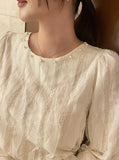 Maiden Wave Lace Three Quarter Sleeve Blouse