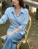 Demore Wrap Collar Shirt Blouse