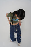 AK. LEATHER LABEL CARGO DENIM