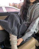 Fury Black Denim Cargo Long Skirt