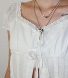 LACE EDGE SLIT BLOUSE