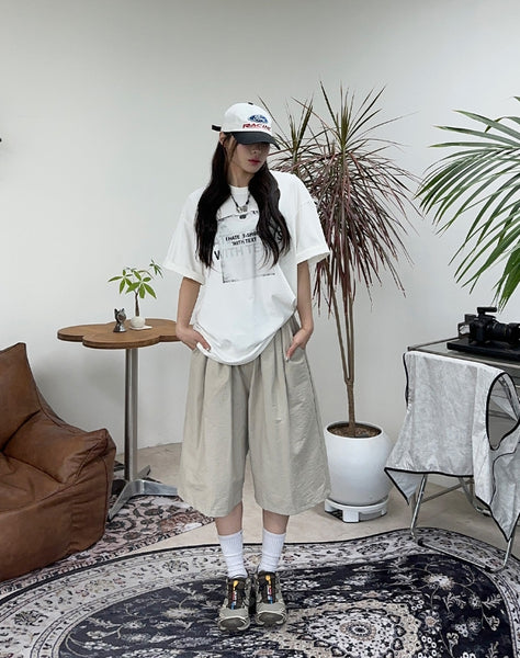 【SATIIIZ】Riked Printing Short Sleeve T-Shirt SATIIIZ (サティーズ) - リケッドプリンティング半袖Tシャツ
