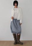 CHECK BALLOON MIDI SKIRT