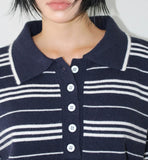 STRIPE COLLAR OVER KNIT
