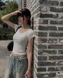 Slew Ribbon Back Silt Strap Short Sleeve T-Shirt