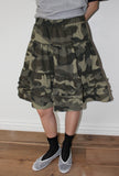 DOUBLE FRILL CAMO SKIRT