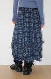 FRILL WAVE CHECK SKIRT