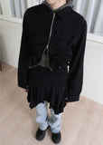 SHIRRING KARA ZIP UP
