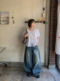 Henville Washing Denim Balloon Wide Pants