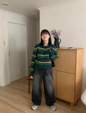 Enmode color stripe round cardigan