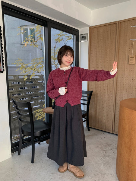 【BAON】Meltik Brushed Banding Pin Tuck Flare Long Skirt BAON (バオン) - メルティク裏起毛バンディングピンタックフレア
