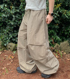 Hidon string wide parachute pants