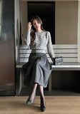 Milka Wool Brushed Pleats Long Skirt