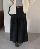 Enno Belt Corduroy Banding Long Skirt