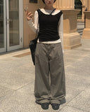 Denny Pintuck Wide Cotton Pants