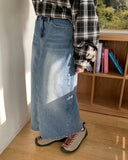 Hash Slit Denim Long Skirt