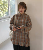 AM Peach Fuzz Check Over Long Sleeve Shirt