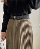 Colby Suede Belt Banding Pleated Skirt