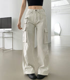 3 Pocket Vintage Pin Tuck Loose Wide Fit Cotton Pants