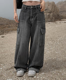 Rolling Cargo Denim Wide Pants