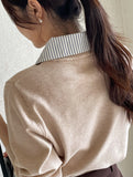 Tienti Stripe Color Matching Collar Knit