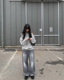 It Gray Washed Denim Wide Pants