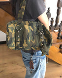 Band Camo Leopard Stud Baguette Shoulder Bag