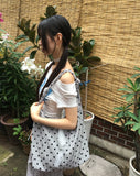 Somni Dot Lace Ribbon Big Shoulder Bag