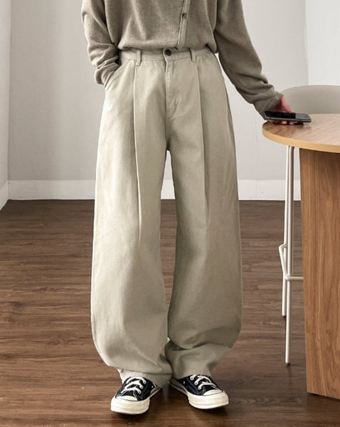 【YOURNUS】Niel Peach Cotton Wide Pants YOURNUS (ユアノス) - ニールピーチコットンワイドパンツ / Niel