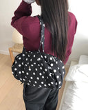Pidil Dot Button Nylon Shoulder Bag