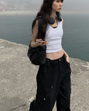 Jet Halterneck Layered Ribbed Sleeveless