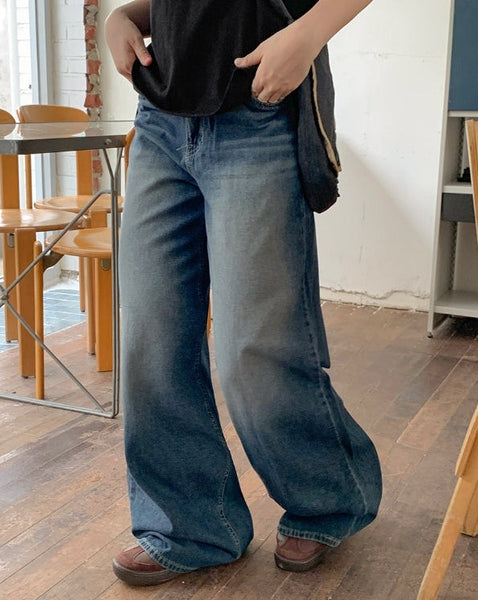 【BAON】Qudita Cut Washing Summer Wide Denim Pants BAON (バオン) - クディタカットウォッシュ加工サマーワイド