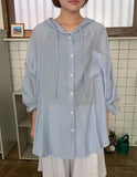 Youkus Summer Hood See-through Long Sleeve Shirt
