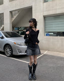 Shino Washing Denim Mini Skirt