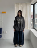 Hendelo Star Rivet Embroidery Balloon Denim Wide Pants