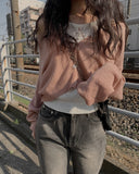 Blossom V-Neck Summer Knit Crop Cardigan