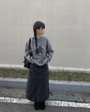 Fury Black Denim Cargo Long Skirt