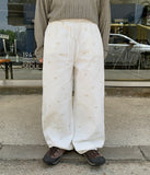 Hoity ribbon banding wide cotton pants