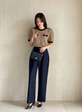 Ellie Pintuck Wide Denim Slacks