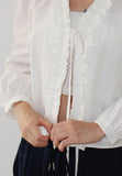 OPEN FRONT FRILL BLOUSE
