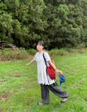 Ekiro banding pin tuck denim pants