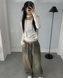 Irene one-shoulder muffler t-shirt set